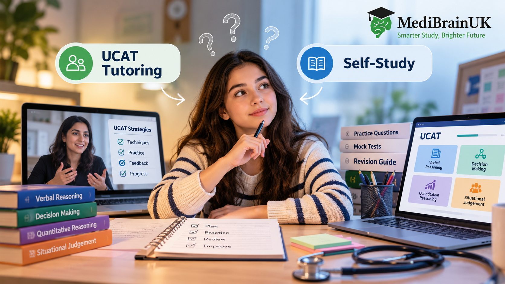 UCAT preparation comparing guided tutoring with independent self-study