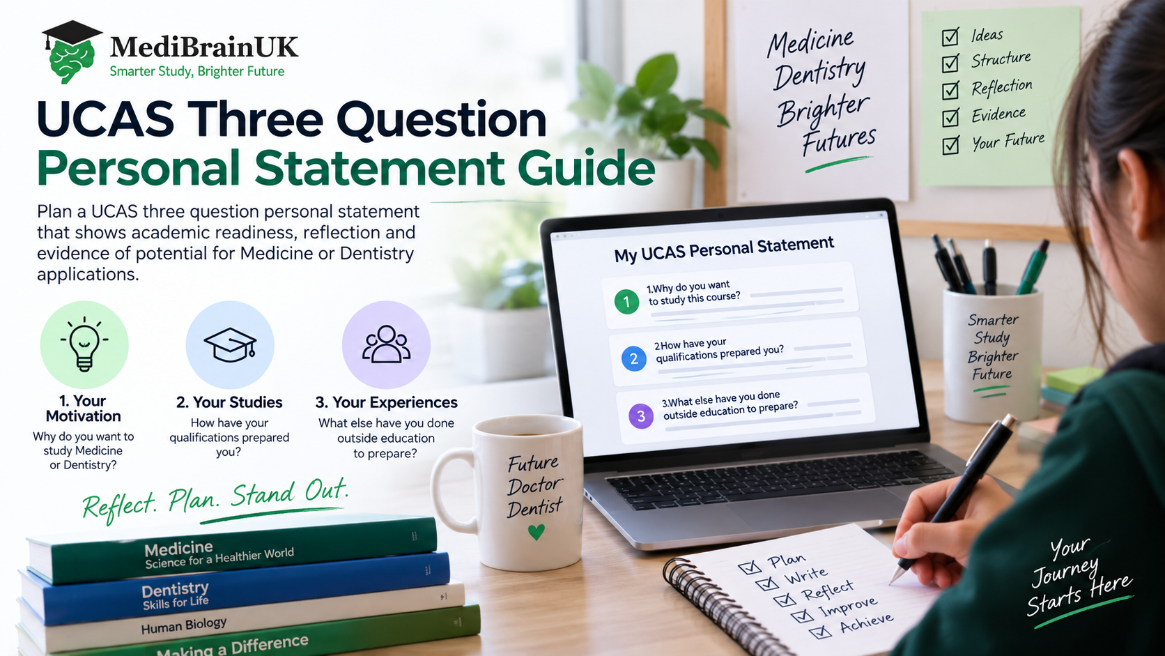 UCAS three-question personal statement planning for Medicine and Dentistry