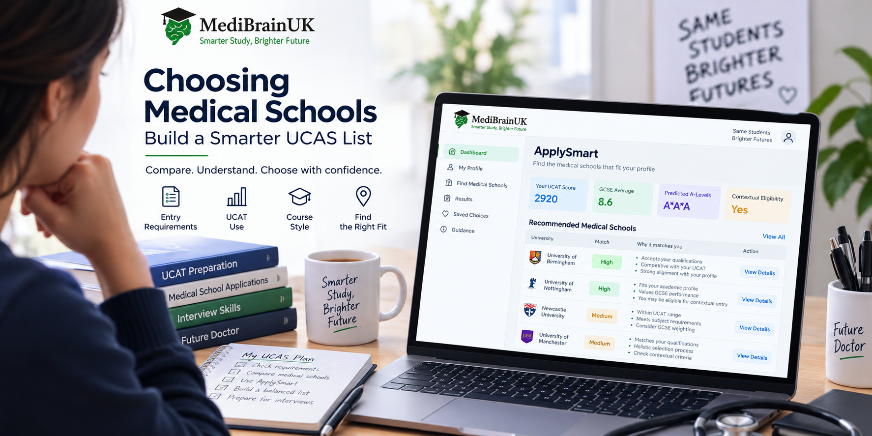 MediBrain UK ApplySmart medical-school comparison tool