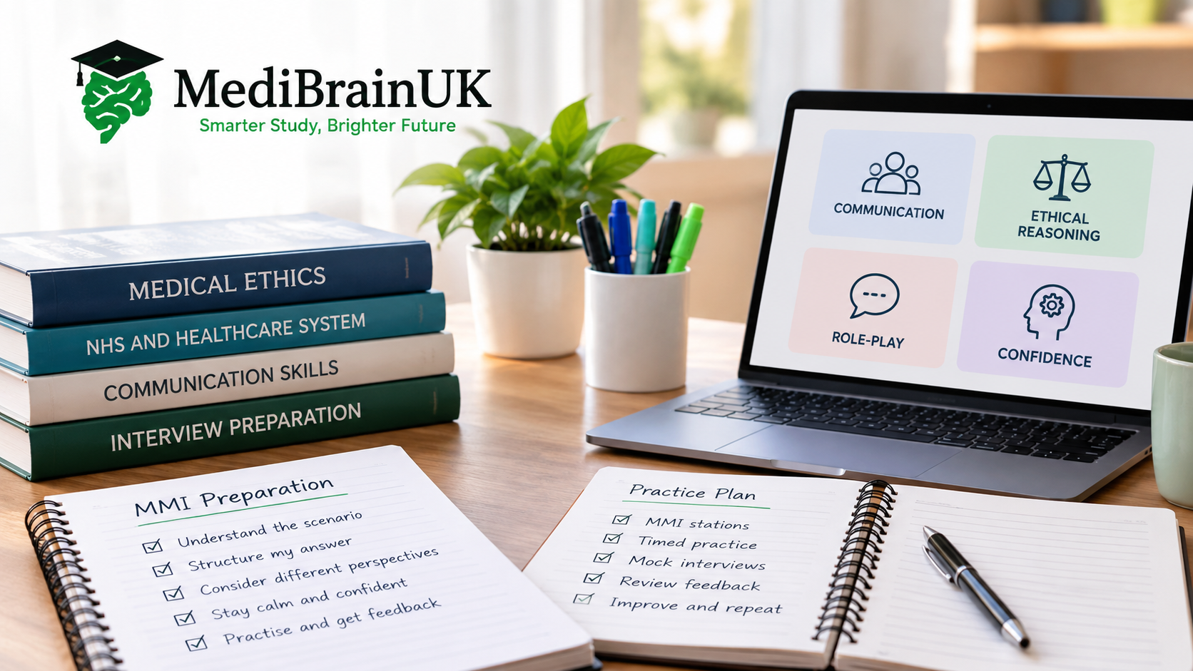 Study materials for practising calm, structured MMI station answers