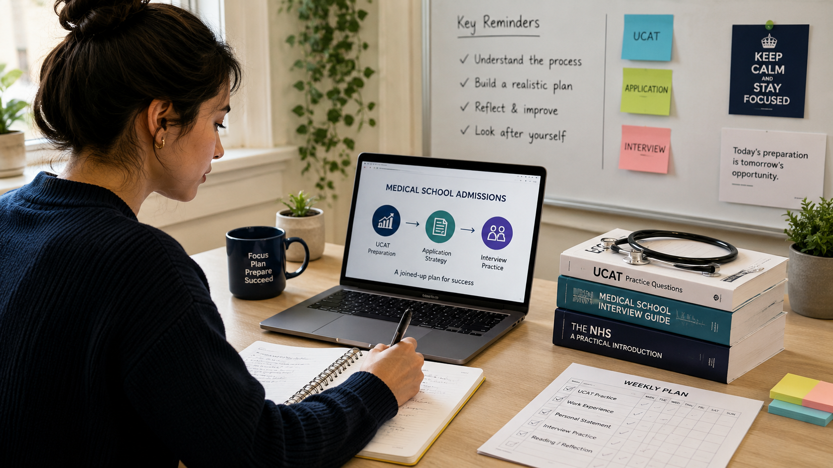 Medical school applicant planning UCAT preparation, application strategy and interview practice